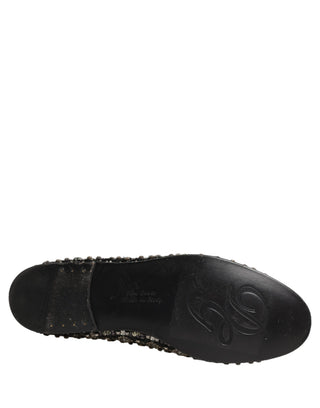 Black Crystal Embellished Dress Loafers Shoes