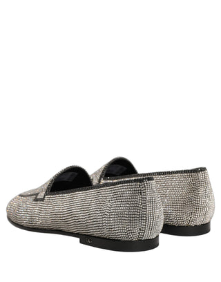 Zapatos mocasines plateados para hombre con cristales adornados
