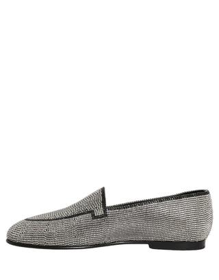 Zapatos mocasines plateados para hombre con cristales adornados