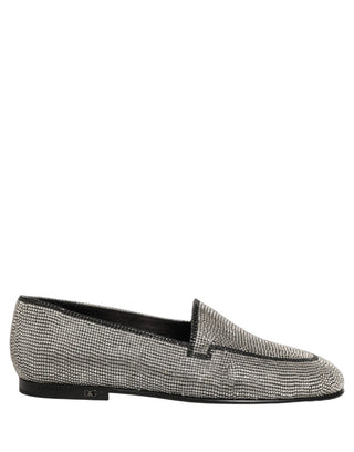 Zapatos mocasines plateados para hombre con cristales adornados