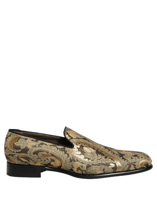 Zapatos mocasines dorados de brocado para hombre de vestir sin cordones