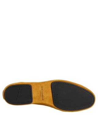 Zapatos mocasines planos amarillos de terciopelo con corazón DG