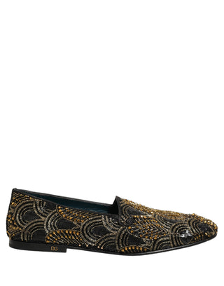 Zapatos mocasines de vestir adornados con oro negro  