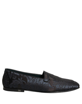 Silver Jacquard Leather Slip On Loafers Shoes