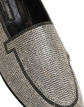 Silver Crystal Embellished Men Loafers Shoes