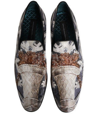 Mocasines con bordado floral de tapiz multicolor