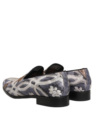 Mocasines con bordado floral de tapiz multicolor