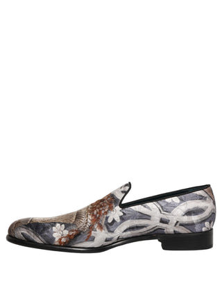 Mocasines con bordado floral de tapiz multicolor