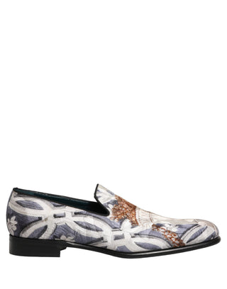 Mocasines con bordado floral de tapiz multicolor