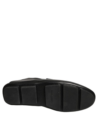 Black Deerskin Leather Driver Loafers Shoes