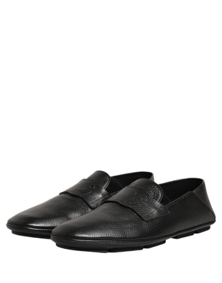 Zapatos mocasines de conductor de cuero de piel de ciervo negro
