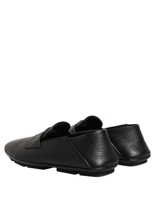 Zapatos mocasines de conductor de cuero de piel de ciervo negro