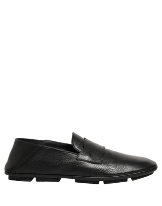 Zapatos mocasines de conductor de cuero de piel de ciervo negro
