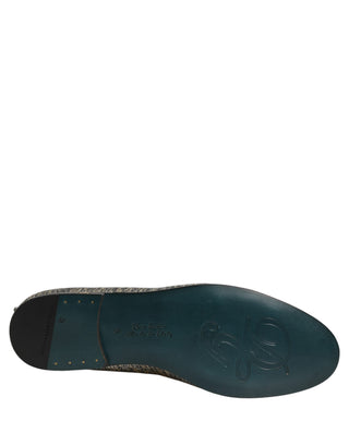 Gray Glitter Lurex DG Logo Dress Loafers Shoes