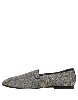 Gray Glitter Lurex DG Logo Dress Loafers Shoes
