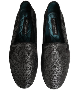 Silver Jacquard Leather Slip On Loafers Shoes