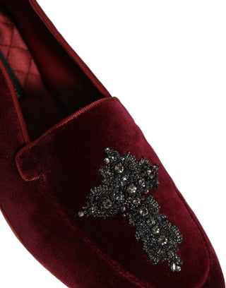 Red Suede Embellished Men Dress Loafers Shoes