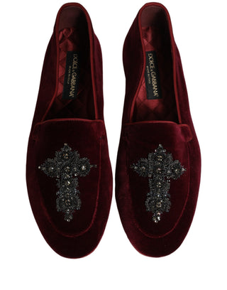 Red Suede Embellished Men Dress Loafers Shoes