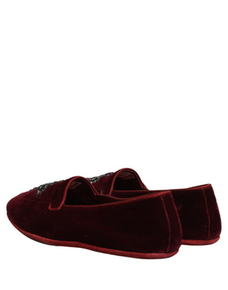 Red Suede Embellished Men Dress Loafers Shoes