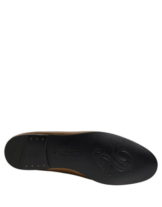 Gold Leather DG Logo Slip On Men Loafers Shoes