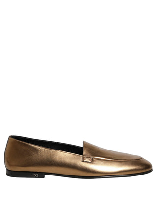 Zapatos mocasines slip on para hombre con logo DG de cuero dorado