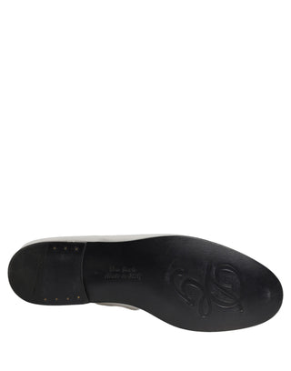 Silver Leather DG Logo Slip On Loafers Shoes