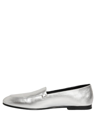 Silver Leather DG Logo Slip On Loafers Shoes