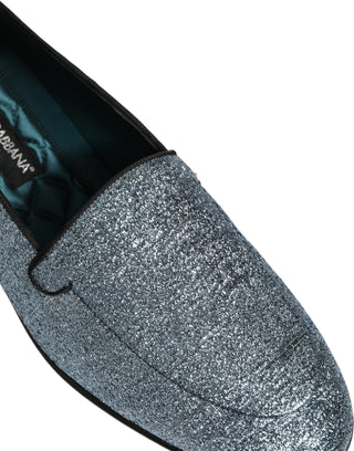 Blue Glitter Lurex DG Logo Dress Loafers Shoes
