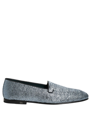 Zapatos mocasines de vestir con logo DG de lurex azul brillante