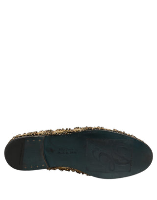 Gold Sequin Embellished Dress Loafers Shoes