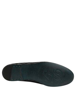 Black Velvet Diamond Stitched Loafers Shoes