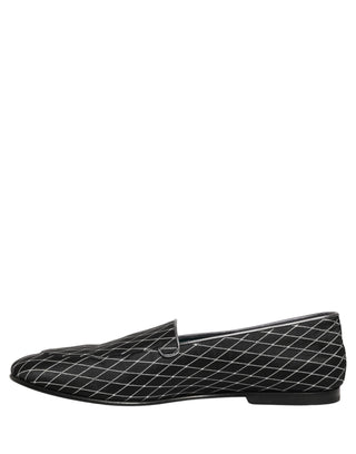Black Velvet Diamond Stitched Loafers Shoes