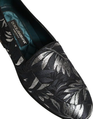 Black Leaf Embroidery Dress Men Loafers Shoes