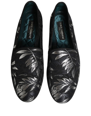 Black Leaf Embroidery Dress Men Loafers Shoes