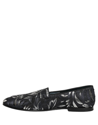 Black Leaf Embroidery Dress Men Loafers Shoes