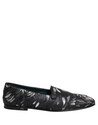 Zapatos mocasines de vestir para hombre con bordado de hojas negras