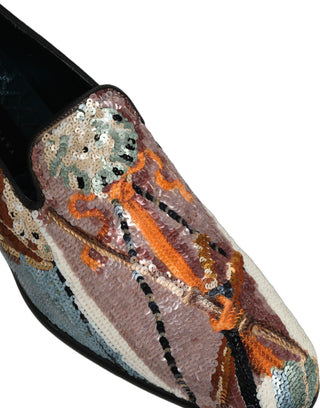 Multicolor Embroidered Sequin Loafers Shoes