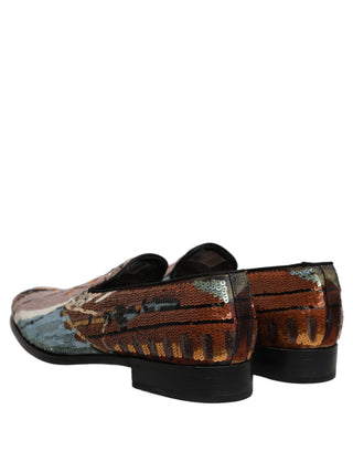 Multicolor Embroidered Sequin Loafers Shoes