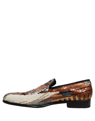 Multicolor Embroidered Sequin Loafers Shoes