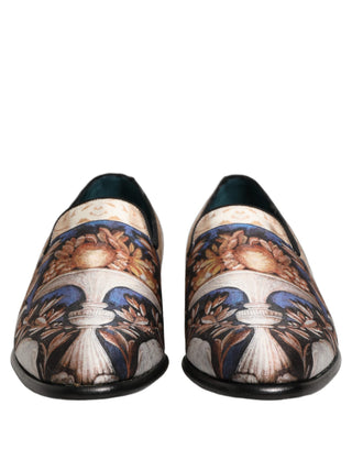Multicolor Fruit Print Velvet Loafers Shoes