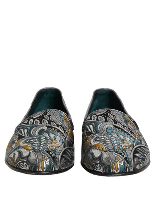Zapatos mocasines para hombre de brocado con estampado paisley multicolor