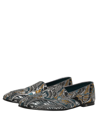 Zapatos mocasines para hombre de brocado con estampado paisley multicolor