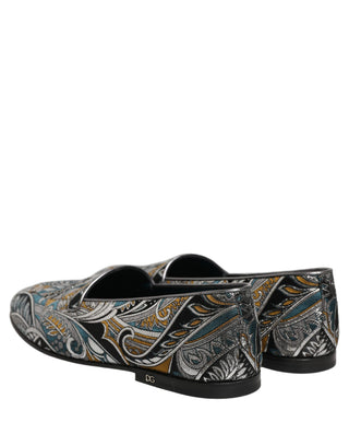 Zapatos mocasines para hombre de brocado con estampado paisley multicolor