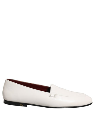 Zapatos mocasines slip on para hombre con logo de cuero blanco