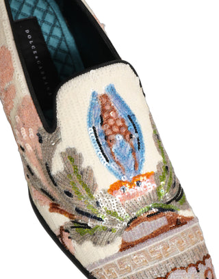 Multicolor Sequin Embroidered Loafers Shoes