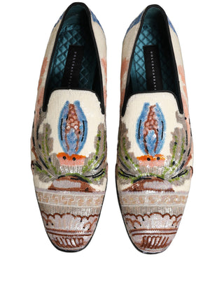 Multicolor Sequin Embroidered Loafers Shoes