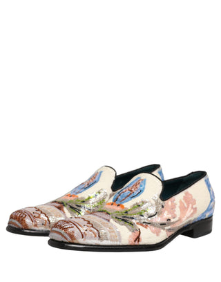 Multicolor Sequin Embroidered Loafers Shoes