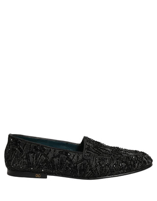 Zapatos mocasines de vestir bordados de terciopelo negro