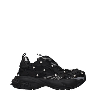 Black Fabric Chunky Sneakers