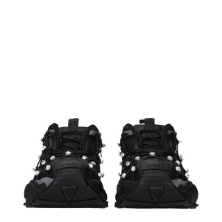 Black Fabric Chunky Sneakers
